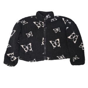 Wild Fable Cropped Sherpa Jacket Shacket Womens Butterfly Coquette Fairy Whimsy